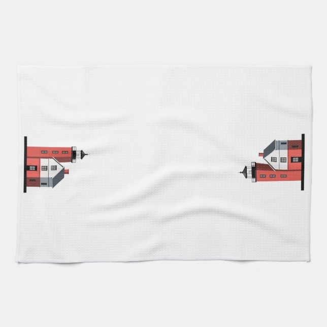 Serviette de cuisine ronde de phare d'île de (Horizontal)