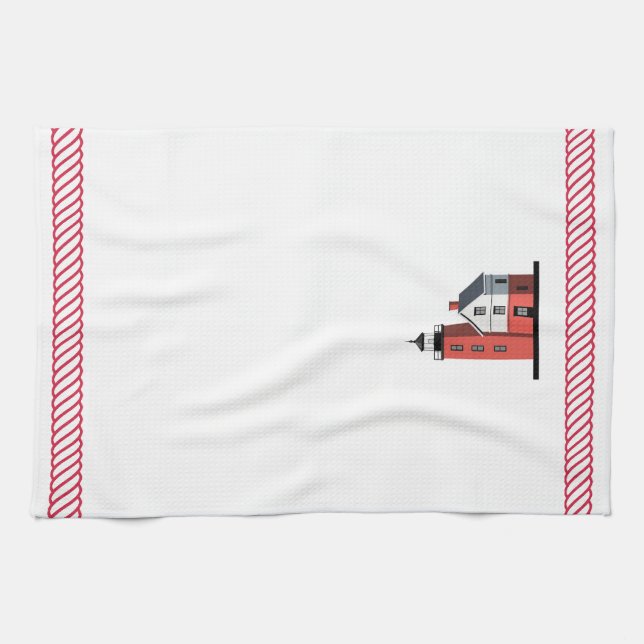 Serviette de cuisine ronde de phare d'île de (Horizontal)