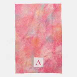 Serviette de cuisine rose Abstrait Monogram