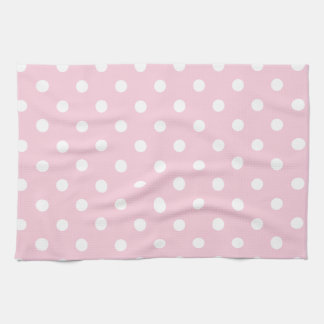 Serviette de cuisine rose avec Pois blancs