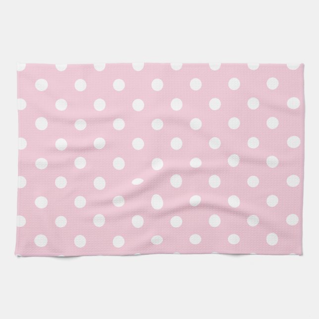 Serviette de cuisine rose avec Pois blancs (Horizontal)