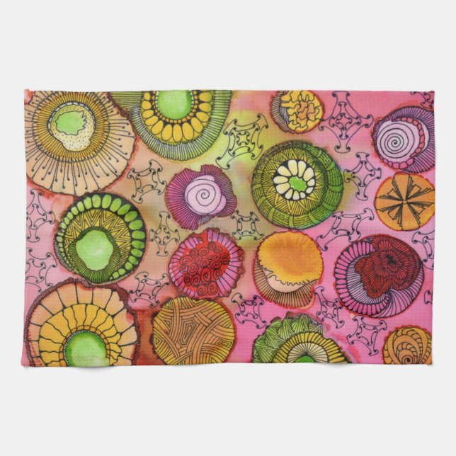 Serviette de cuisine rose de boucle (Horizontal)