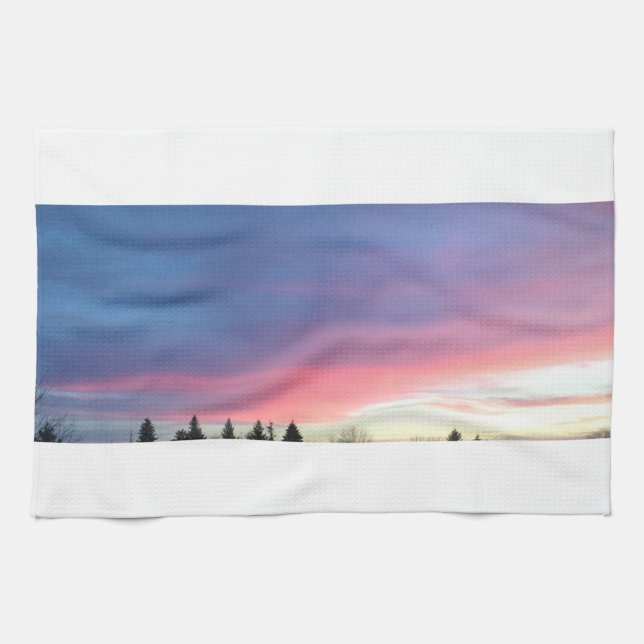 Serviette de cuisine rose de ciel (Horizontal)