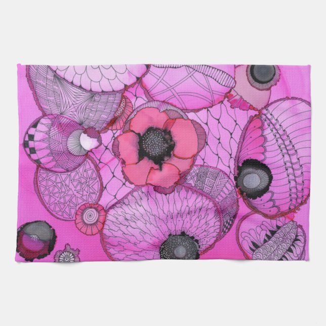 Serviette de cuisine rose de surprise (Horizontal)