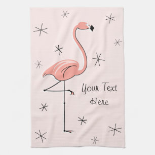 Serviette de cuisine rose des textes de Flamant