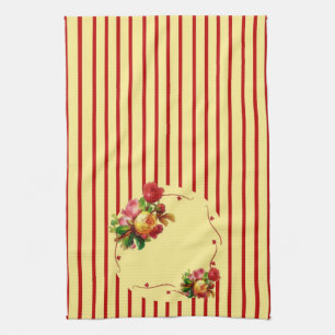 Serviette de cuisine rose en bande
