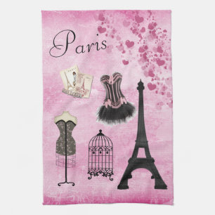 Serviette de cuisine rose Girly chic de mode de