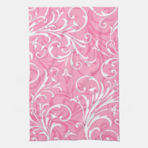Serviette de cuisine rose ornementale