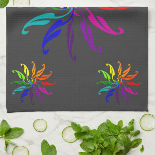 Serviette de cuisine - Roues de couleur (noir)