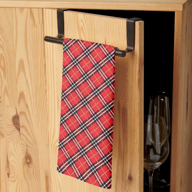 Serviette de cuisine rouge (Pliage en tiers)