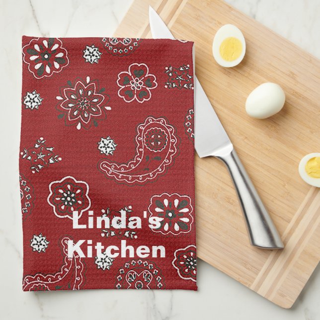 Serviette de cuisine rouge de Bandana (Quart Plié)