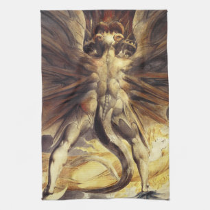 Serviette de cuisine rouge de dragon de William