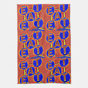 serviette de cuisine rouge et bleue