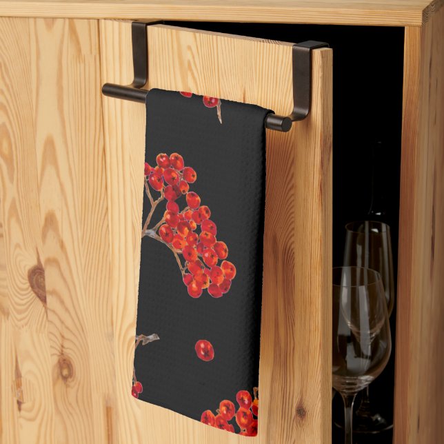 Serviette de cuisine Rowan Berry Noir (Pliage en tiers)