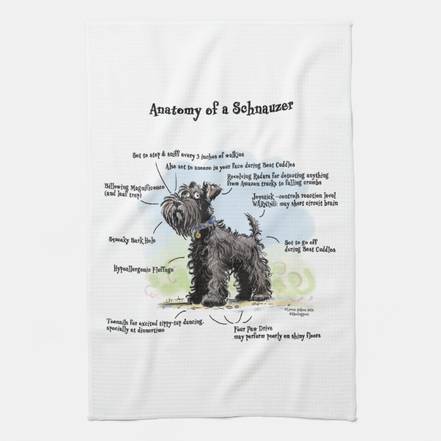 Serviette de cuisine Schnauzer noir (Vertical)