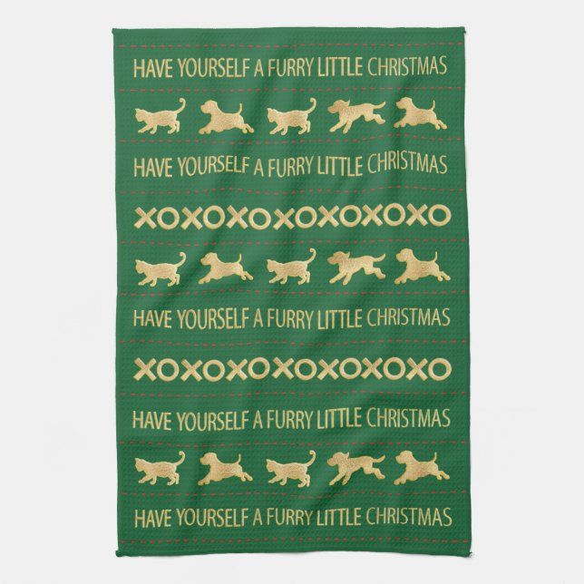 Serviette de cuisine "Serviette de Noël Furry" (Vertical)