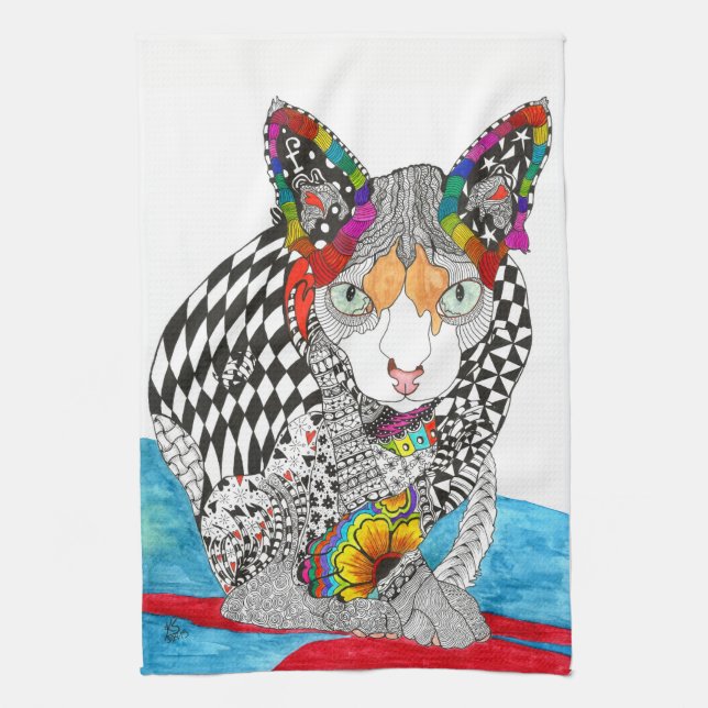 Serviette de cuisine Sphynx sans cheveux (Vertical)