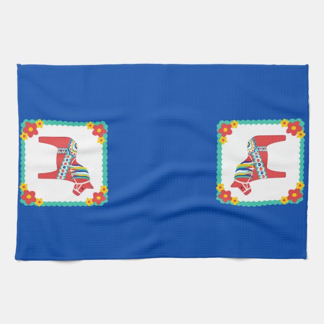 Serviette de cuisine suédoise de cheval de Dala (Horizontal)