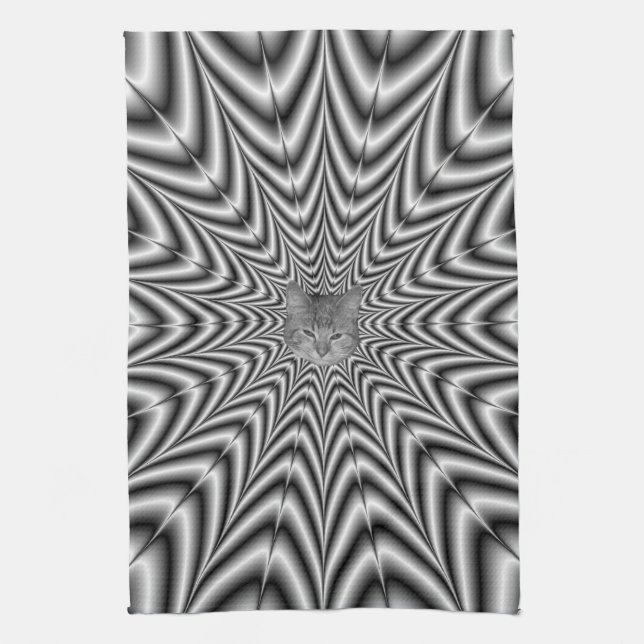 Serviette de cuisine Super Nova en noir et blanc (Vertical)