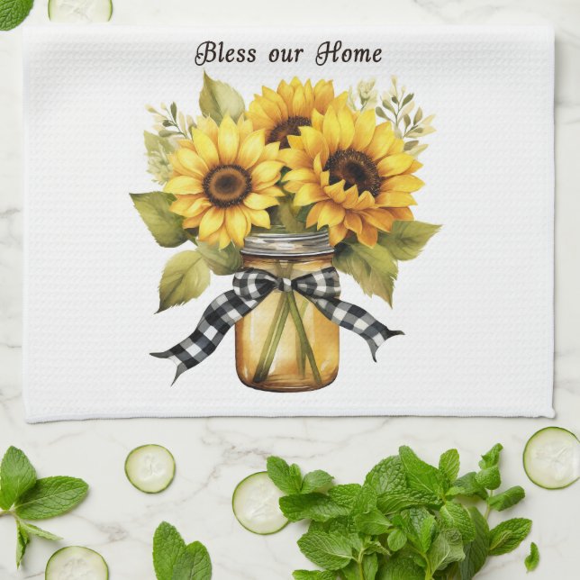 Serviette de cuisine tournesol (Plié)