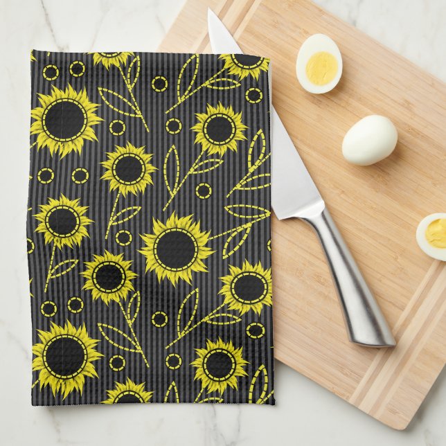 Serviette de cuisine tournesol (Quart Plié)