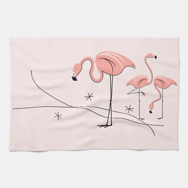 Serviette de cuisine Trio Rose Flamants 3 (Horizontal)