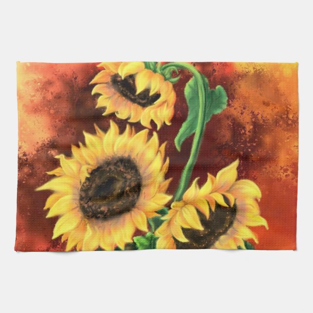 Serviette de cuisine trois tournesols (Horizontal)