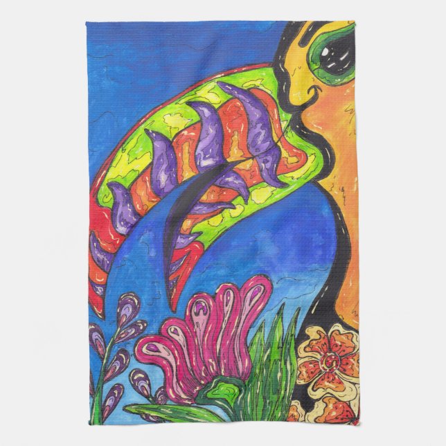 Serviette de cuisine tropicale de toucan (Vertical)
