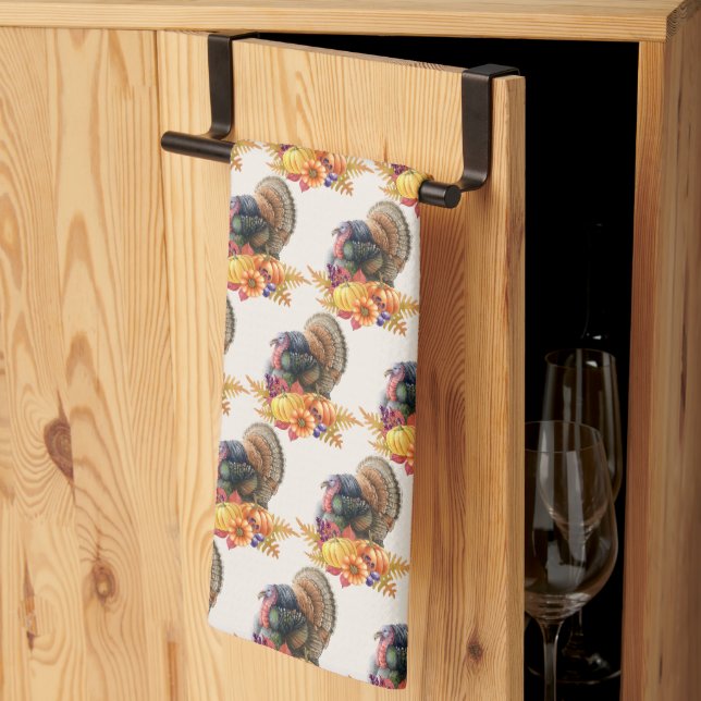 Serviette de cuisine Turquie Thanksgiving (Pliage en tiers)