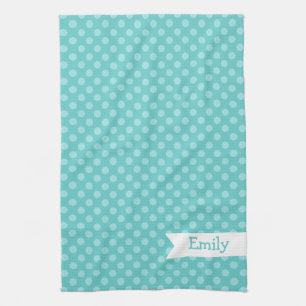 Serviette de cuisine turquoise mignonne de pois