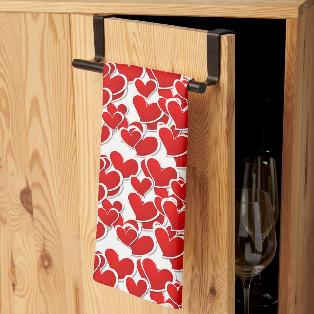 Serviette de cuisine Valentine Hearts (Pliage en tiers)