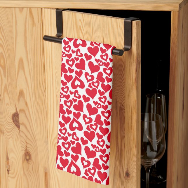 Serviette de cuisine Valentine Hearts (Pliage en tiers)
