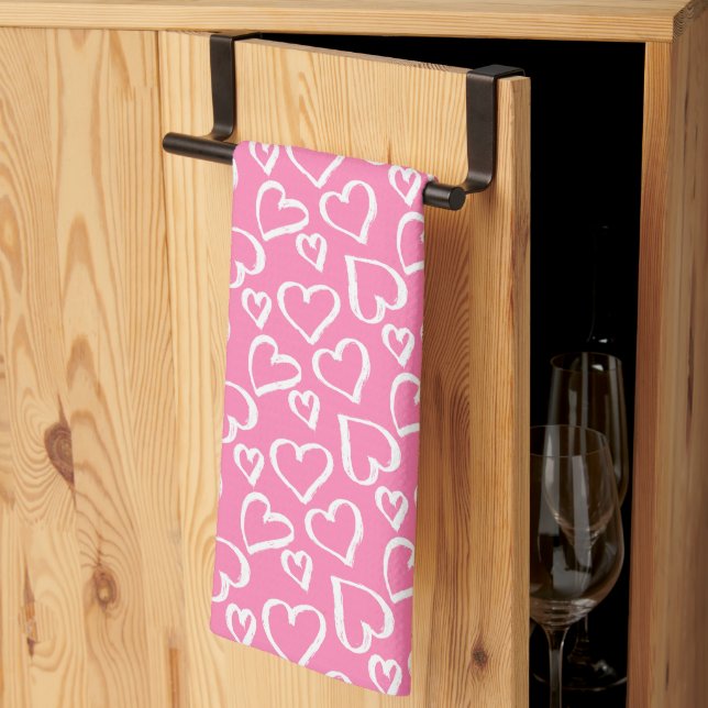 Serviette de cuisine Valentine Hearts (Pliage en tiers)