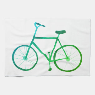 Serviette de cuisine vert-bleu de vélo de