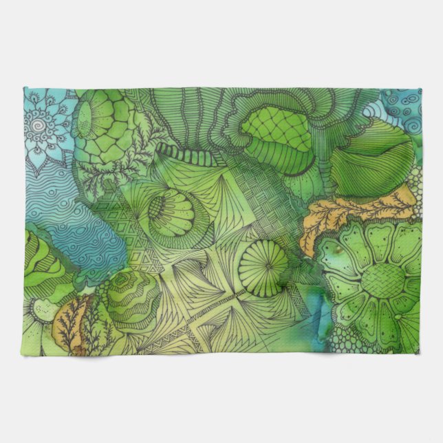Serviette de cuisine verte de février (Horizontal)