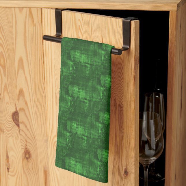 Serviette de cuisine verte décorative (Pliage en tiers)