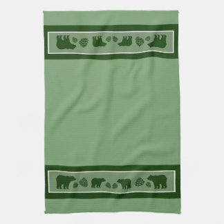 Serviette de cuisine verte rustique de pinecone