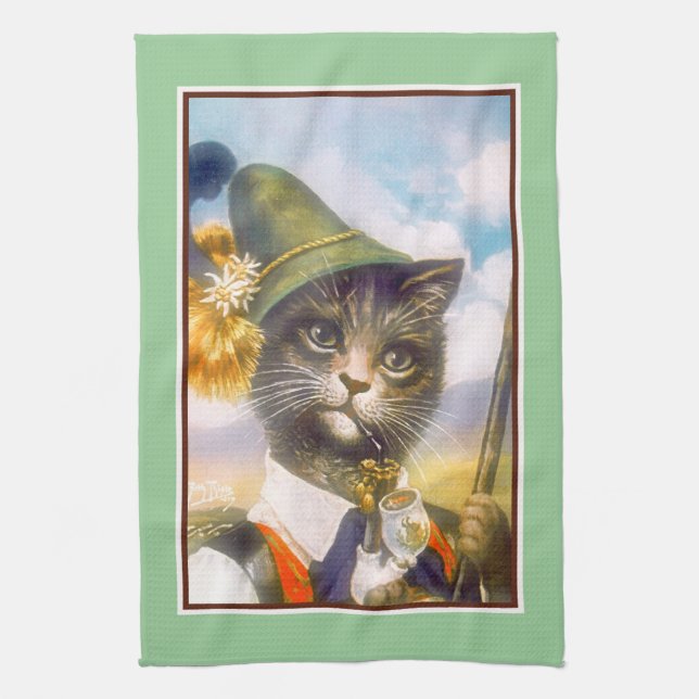 Serviette de cuisine vintage de chat tigré (Vertical)
