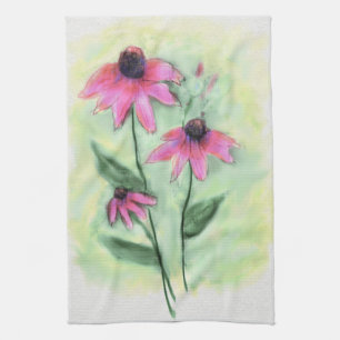 Serviette de cuisine violet à fleur de cône