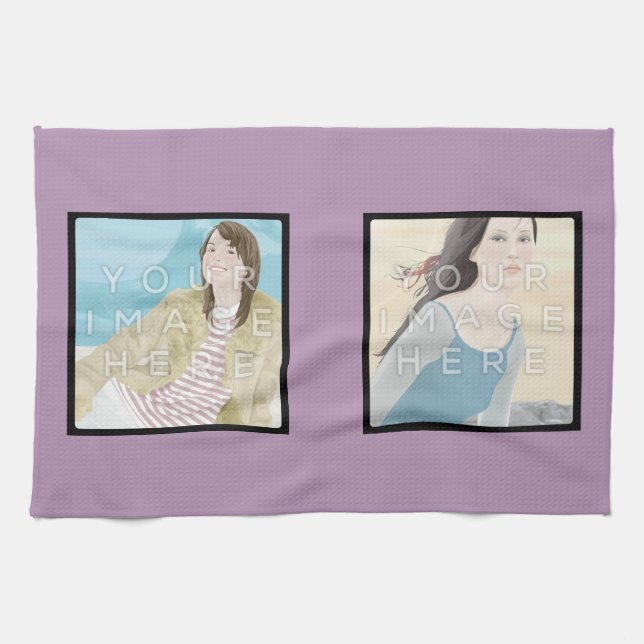 Serviette de cuisine violette faite sur commande (Horizontal)