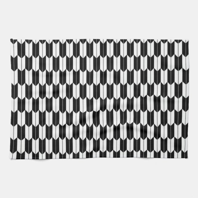 Serviette de cuisine Yagasuri Japonaise Noir & Bla (Horizontal)