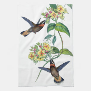 Serviette de faune de fleurs d'oiseaux de colibri