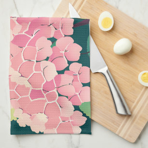 Serviette de fleur botanique d'hortensia rose