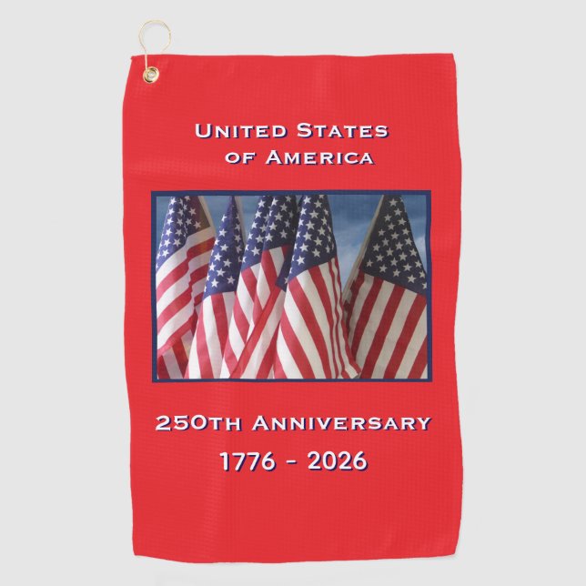 Serviette De Golf 250e anniversaire USA Patriotic American Flags (Devant)