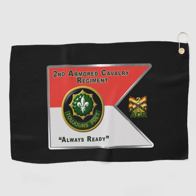 Serviette De Golf 2e Ligne directrice du régiment de cavalerie blind (Horizontal)