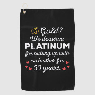 Serviette De Golf 50ème anniversaire de Mariage I - Gold Funny Coupl