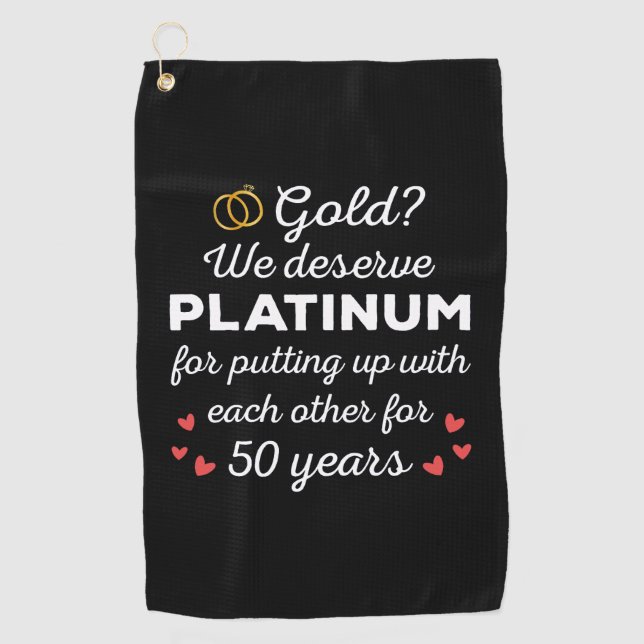 Serviette De Golf 50ème anniversaire de Mariage I - Gold Funny Coupl (Devant)