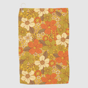 Serviette De Golf 60 ans rétro/les années 70 Orange & Olive Green Fl