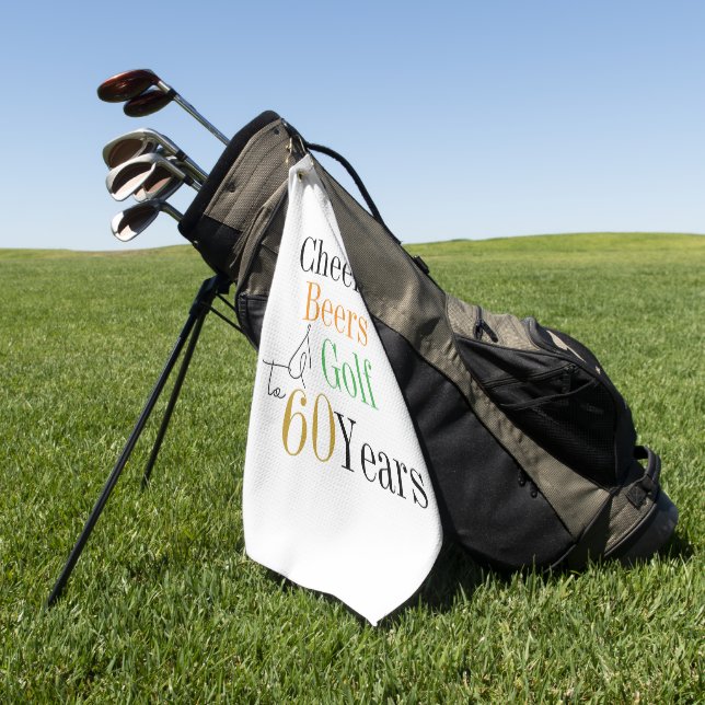 Serviette De Golf 60e anniversaire Golf Cheers and Beers (Vert)
