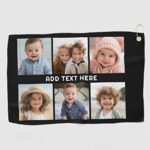 Serviette De Golf 6 Photos avec texte blanc sur noir